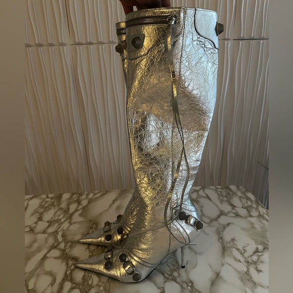 Balenciaga Silver Cagole Boots - Picture 1 of 5
